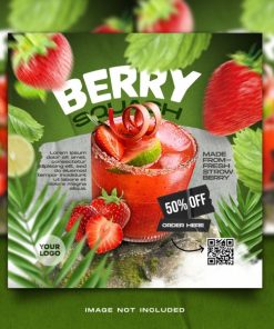 草莓果汁广告海报设计PSD