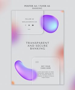 透明安全银行垂直海报