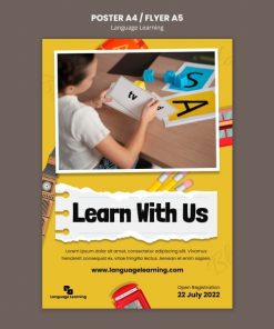 英语学习课程宣传海报模板