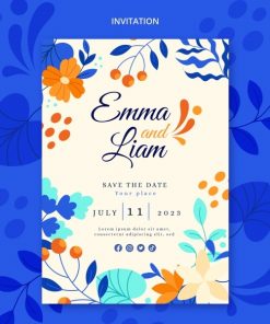 鲜花婚礼邀请函模板PSD