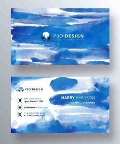 蓝色水彩名片模板设计PSD