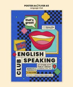 英语俱乐部垂直海报模板