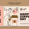 国际咖啡日可爱涂鸦横幅