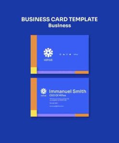蓝色极简名片模板设计PSD