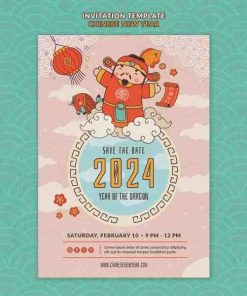 2024财神爷新年插图海报设计
