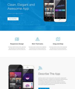 蓝色应用程序展示网页面模板
