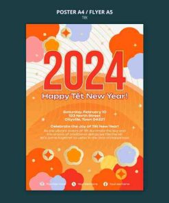 2024新年海报模板设计PS
