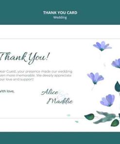 花卉主题婚礼感谢卡PSD分层素材