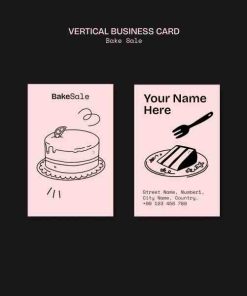 蛋糕店竖版名片模板设计