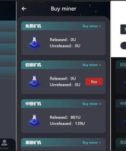 H5打包版双语言的虚拟币矿机交易系统 USDT支付 矿机系统 存币生息