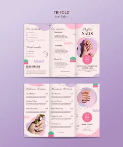 美甲沙龙三折页宣传册PSD模板