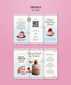 蛋糕美食三折页宣传册PSD模板