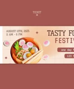 美食节美食主题入场券PSD模板