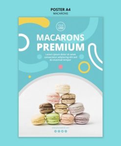马卡龙糕点宣传海报模板A4