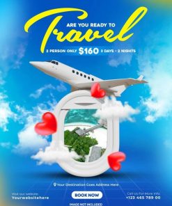 航空旅行机票折扣海报PSD模板