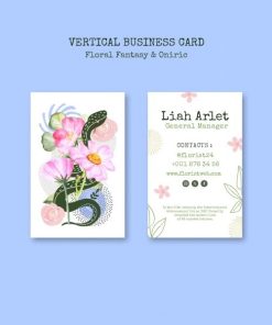 花卉主题风格竖版名片模板